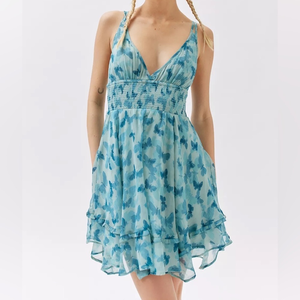 New Urban Outfitters Sweet Escape Asymmetrical Chiffon Mini Dress size small